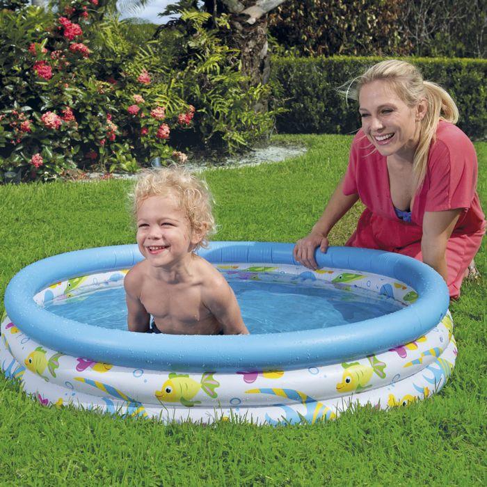Piscine gonflable océan life - BESTWAY - 102 x 25 cm - Enfant - Bleu