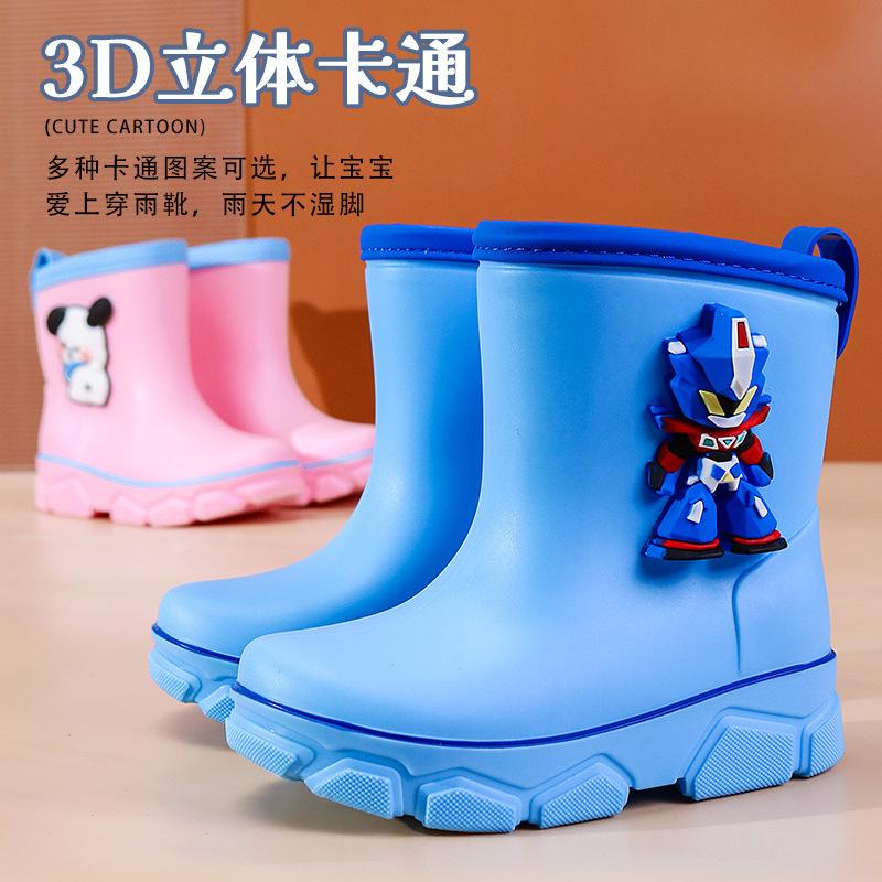 2025 детские дождевики с рисунком из мультфильма износостойкие бархатные теплые и нескользящие школьные водонепроницаемые сапоги средние и большие детские дождевики