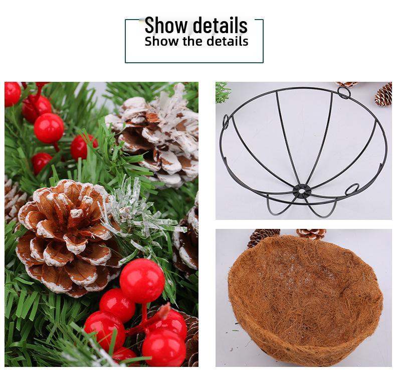 Cross-border Artificial Christmas Hanging Basket Wreath Holiday Decoration