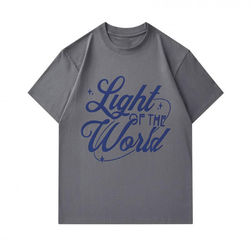 Men's 100% Cotton Crew Neck Short Sleeve T-Shirt, Light Of The World Star Print Casual Comfortable Tee, Breathable Soft Daily Streetwear Top for Every