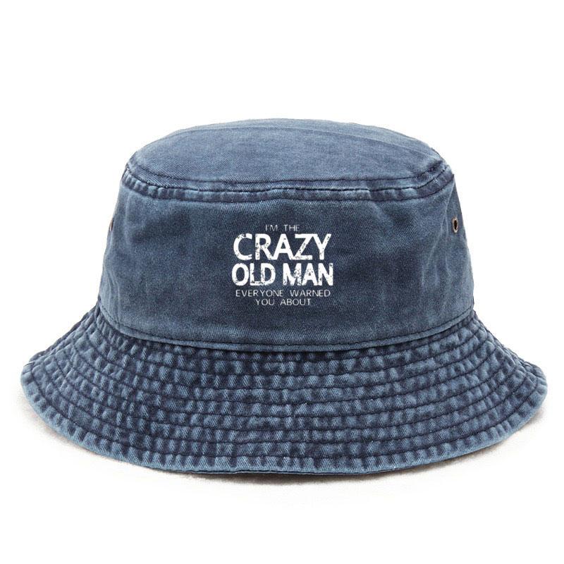 Grandpa Cotton Washed Bucket Hat Vintage Fishing Hat for Men Sun Protection Outdoor Humor Design Cap Retired Life Style Gift