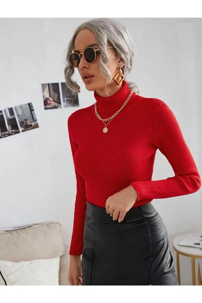 Женская хлопковая водолазка на бретельках, облегающий свитер с высоким воротником