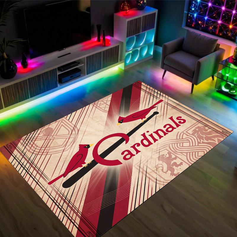 St. Louis Cardinals Design Crystal Velvet Carpet Cozy Non?Slip Printed Rug For Bedroom Living Room Entrance