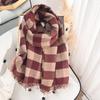 Premium British Style Cashmere Plaid Scarf, Japanese And Korean Women'S Warm Outer Shawl, Simple Trend Scarf