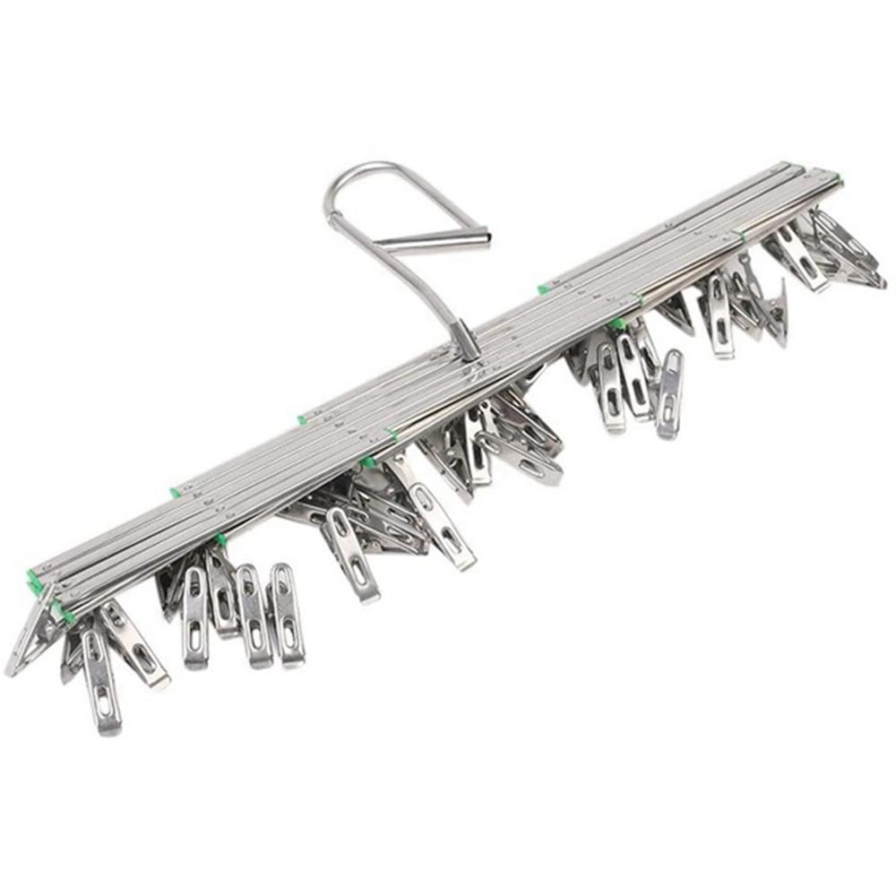 Drying Folding Stainless Steel Rack Underwear Hooks Clothes Hanger Clothes Airer Dryer Socks Clip