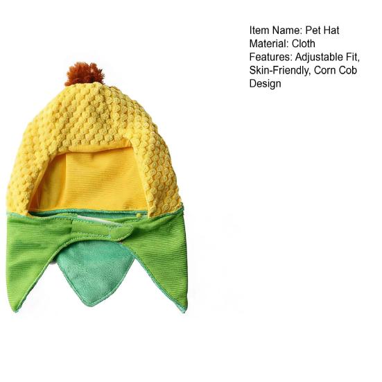 Шляпа для питомца в виде кукурузного початка, милая шляпа для кошки с отверстиями для ушей, регулируемая шляпа для питомца для кошек и маленьких собак, аксессуар для костюма для вечеринки, реквизит для фото