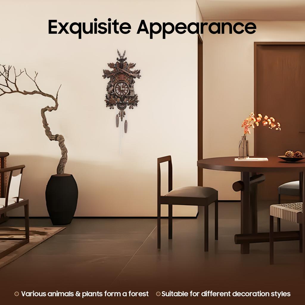 Деревянные Лесные Часы с Кукушкой Настенные Ретро Стиль Домика с Почасовым Боем, Ночной Режим Тишины