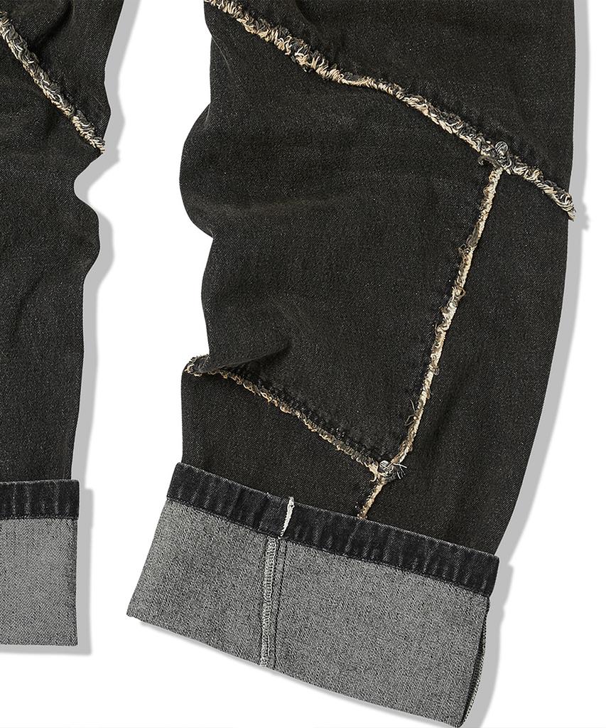 TRAVEL Roll-Up Cut Denim Pants Black