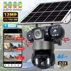 LS VISION 12 МП Солнечная камера видеонаблюдения Беспроводная уличная 3-объективная солнечная IP-камера PIR Цветное ночное видение Автоматическое отслеживание Аккумуляторная камера видеонаблюдения