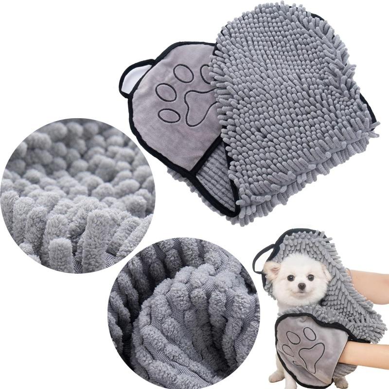 Large Soft Pet Bath Towel Quick-Drying Super Absorbent Foldable Skin-Friendly Cat Dog Bath Robe for Comfortable Cleaning