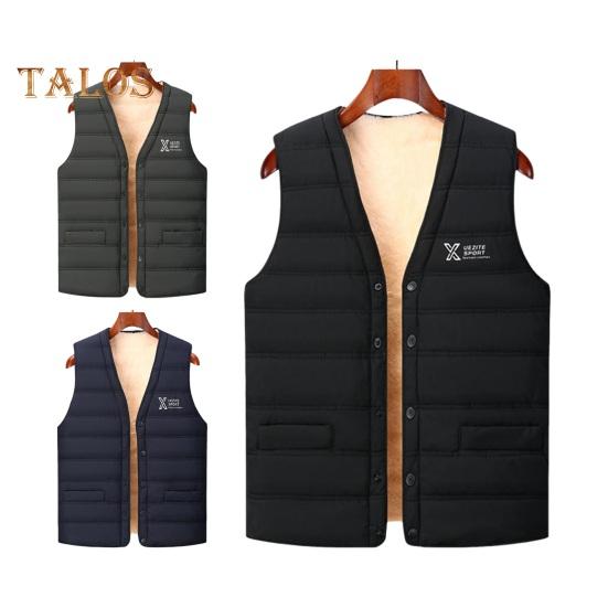 Мужской терможилет с V-образным вырезом, без рукавов, на бархатной подкладке, хлопковый жилет с карманами, однотонный, однобортный, ветрозащитный, теплый, с низом, жилет, куртка