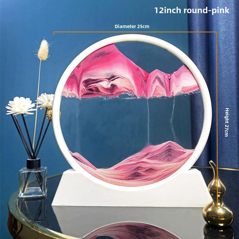 Creative 3D Quicksand Painting Round Glass Craft Hourglass - Unique Desktop Ornament Gift