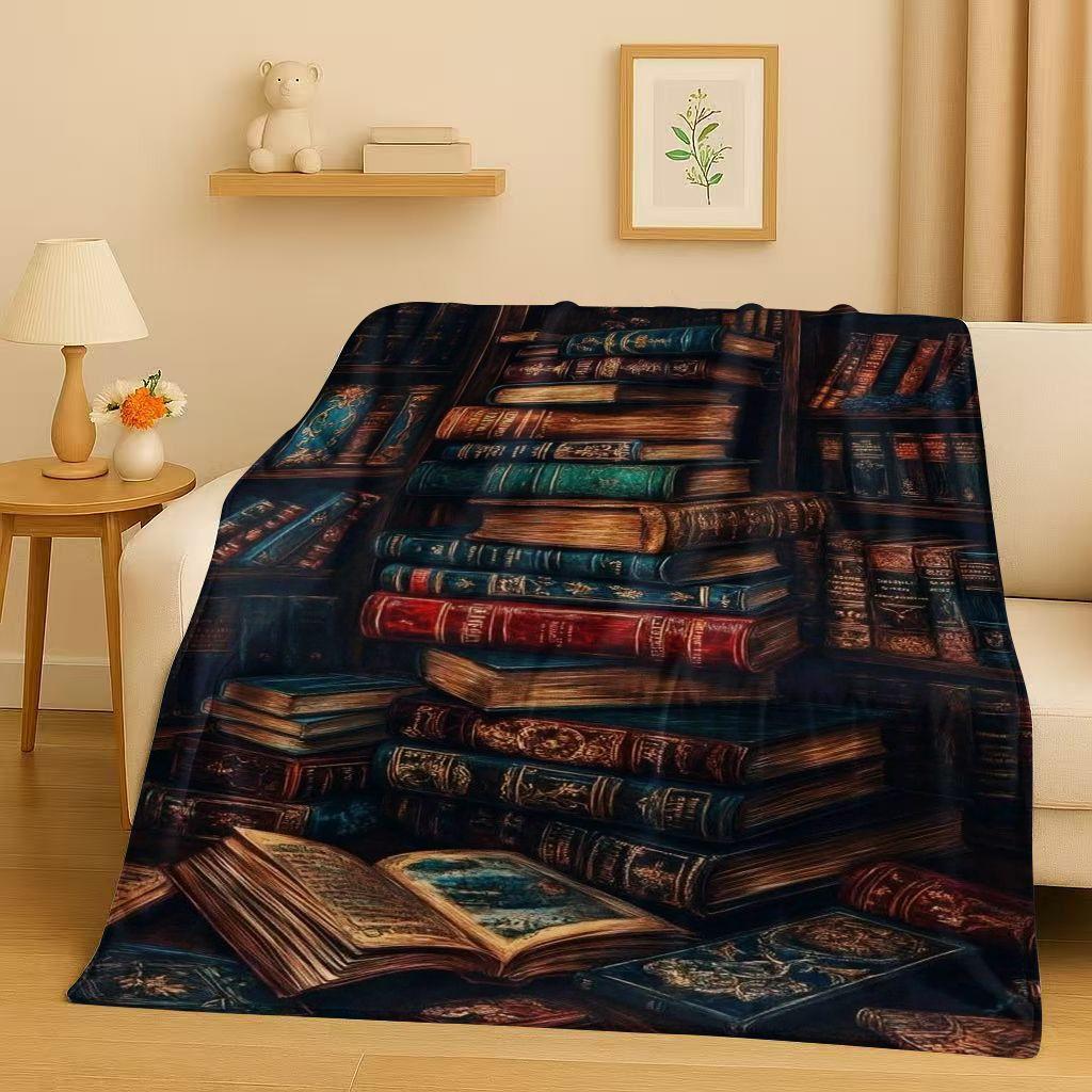 HD Ретро Волшебная Книга Библиотека Книжная полка Фланелевое одеяло, Ультрамягкое теплое плюшевое покрывало для дома спальни кровати дивана, Офисный подарок