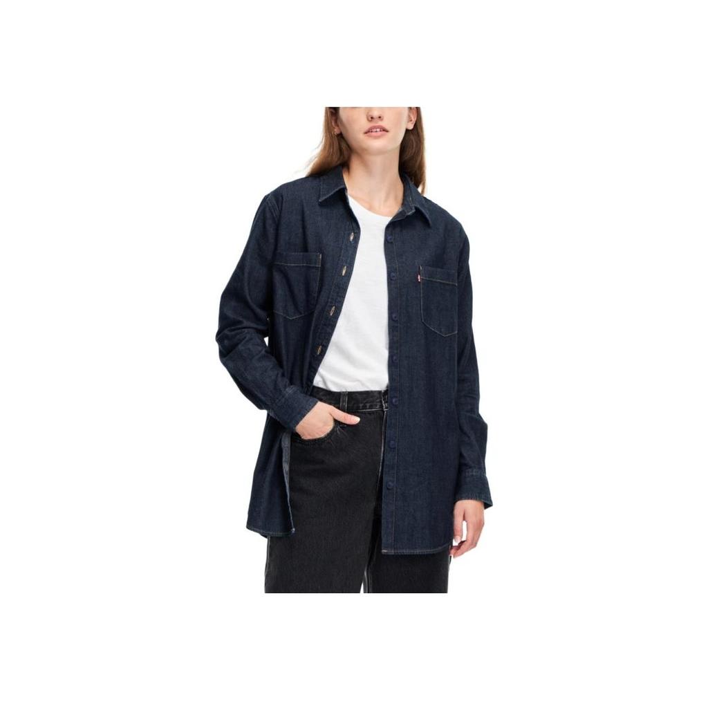 Рубашка джинсовая однотонная с длинным рукавом Levis, женская, темно-синяя A3372-0000