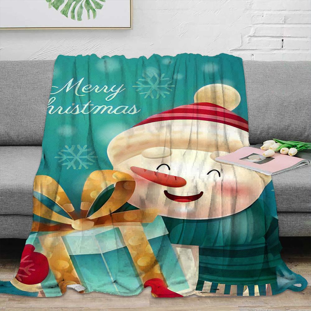 Christmas snowman theme Printed Blanket for Sofa Travel Camping Living Room Office Conditioning Blanket for All Seasons Gifts