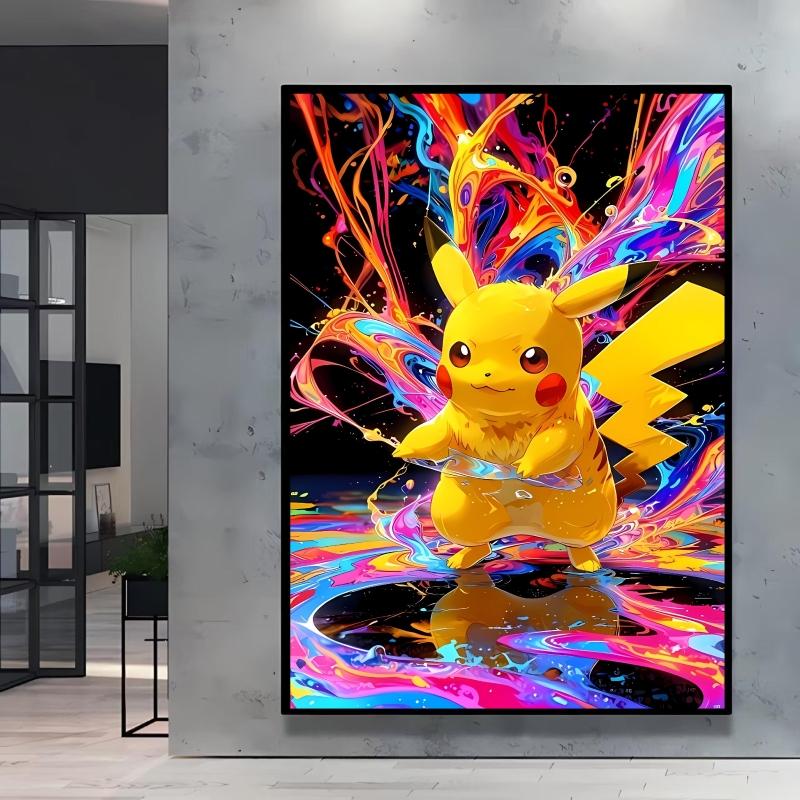Canvas Poster Pokemon Pikachu Cartoon Picture Lasting Colors Children Gifts Classic Home Living Room Walls Decorative Painting