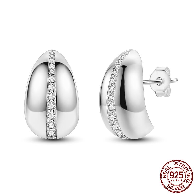 New S925 Silver Sparkling Drop Pearl For Women Simple Earring Trending Fashion Jewelry Birthday Gift