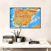 Geographic Map of Spain and Portugal In Russian Map Canvas Painting Wall Art Poster Home Decoration