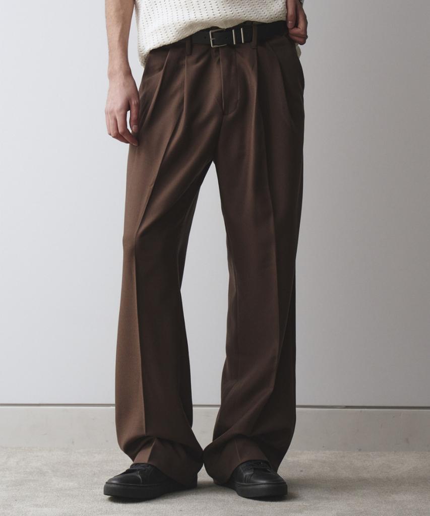 MAISON MINED Брюки с двумя защипами широкие Saint Коричневые