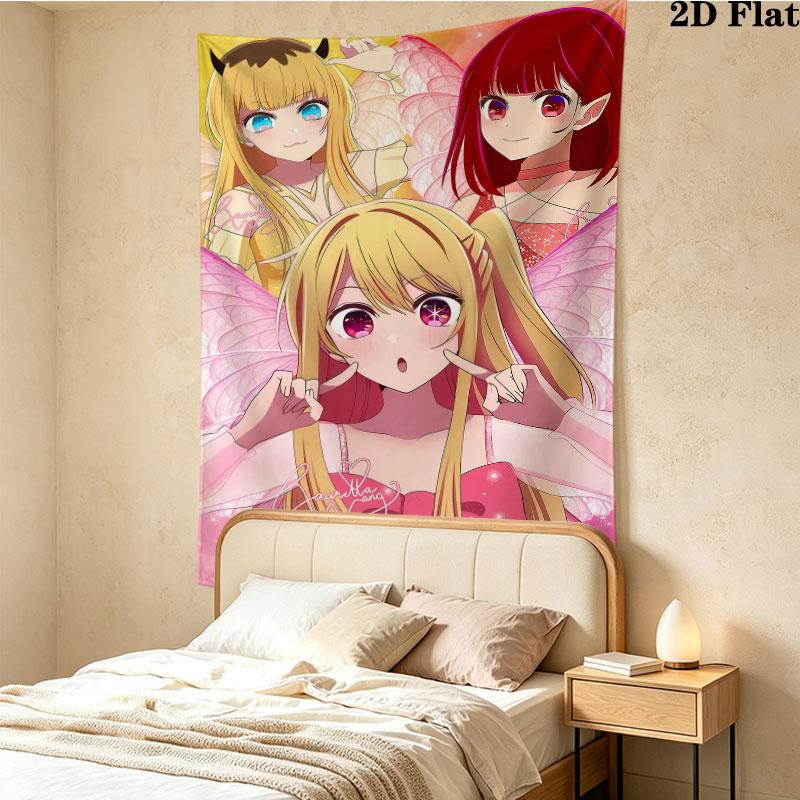 Oshi No Ko Wall Tapestry Aesthetic Wall Hanging Printed Fabric Blanket Decorative Tapestries For Bedroom Living Room Home Decor