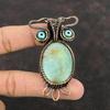 Chrysoprase Pendant Green Color Evil Eye Pendant Copper Wire Wrapped Pendant Handmade Owl Pendant Gemstone Copper Wire Jewelry Gift For Mom