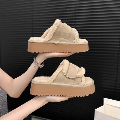 Удобная домашняя обувь на толстой подошве, модные высококачественные хлопковые тапочки, новинка осени и зимы 2025 года, красивые теплые пушистые тапочки для женщин во французском стиле