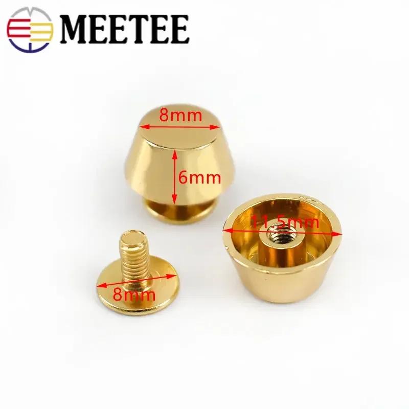 5/10/20 шт. Металлические гвозди-пряжки Meetee Защитные ножки для дна сумок Форма ведерка Плоские шипы Винтовые заклепки Кожаные аксессуары для сумок
