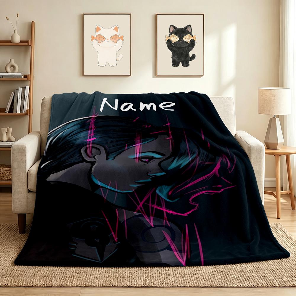 Custom Name Blue Eyes Connection Flannel Blanket Throw Blanket Soft Warm Sofa Bed home Decor Unique Gift