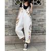 Women's Summer Letter Print Loose Ageing Back Trousers Non-elastic Comfortable Personality Nine Points Denim Jumpsuit