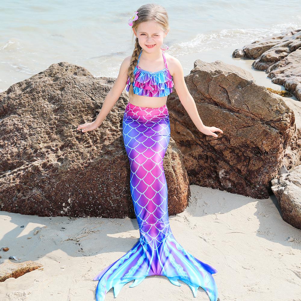 Новинка 2024 года, детский купальник для девочек, костюм русалки с хвостом русалки, детский купальник для косплея, пляжное бикини в стиле фэнтези
