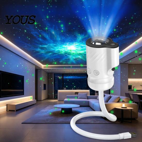 Портативный USB-проектор Ночник, Проектор Звездного Неба, Гибкая Шея на 360 Градусов, Регулируемая Светодиодная Лампа Окружающего Света для Потолка Спальни, Автомобиля