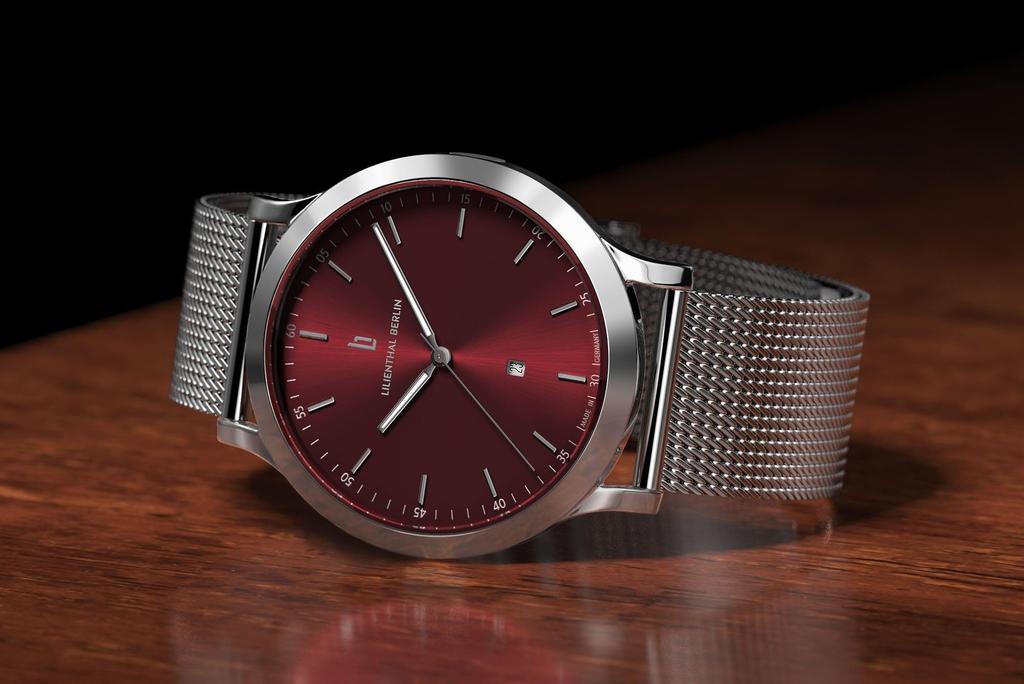 Lilianthal Berlin Silver Watch with Date Made in Men's Display, Germany, H01-108-B023AS