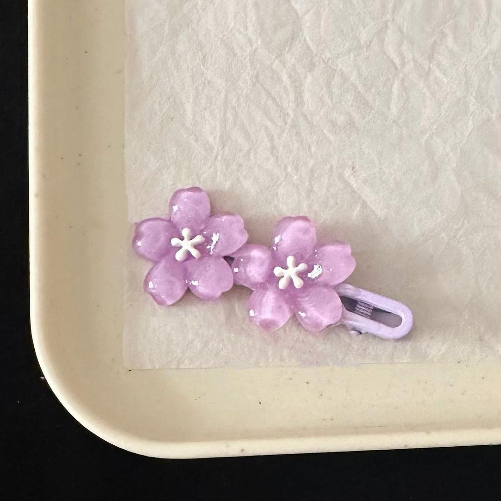 Прозрачные заколки для волос 'Цветущая вишня' Синие Розовые Кружевные Заколки Милая Цветочная Заколка-Крокодильчик Заколка для Чёлки Аксессуар для Головного Убора Универсальный Новый