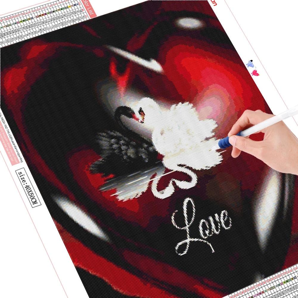 Полная площадь Алмазная картина Лебедь Алмазная вышивка Сердце Мозаика Вышивка крестом Животное ручной работы Подарок Decortion