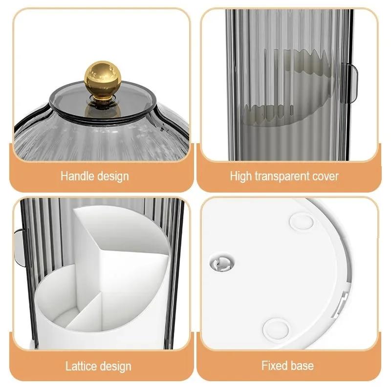 Вращающийся на 360° держатель для кистей для макияжа и губной помады с крышкой, роскошный органайзер для косметики, держатель для губной помады и карандашей для бровей, коробка для хранения теней для век