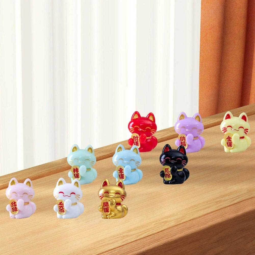 Creative Lucky Cat Figurine Cartoon Animal Model Miniatures Lucky Cat Statue Collectible