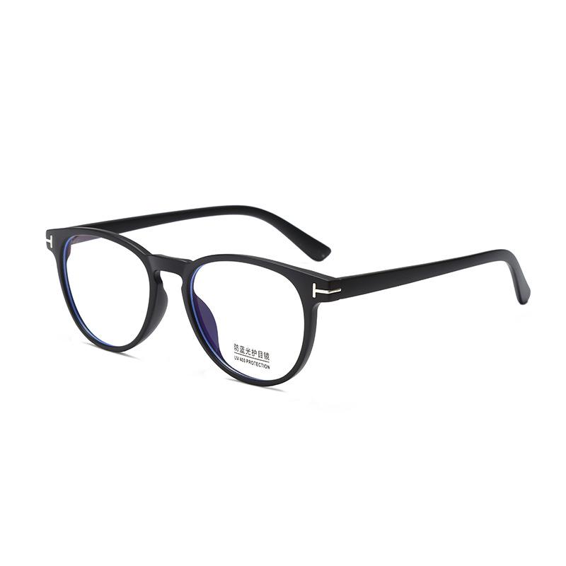 New fashionable oval small frame T-shaped anti-blue flat mirror, versatile plain glasses frame can be equipped with myopia glasses