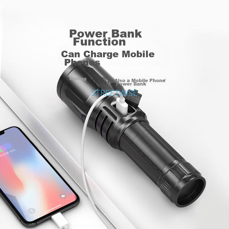 Flashlight, White Laser, Ultra-Bright Long-Range Beam, High-Intensity, Long Battery Life, Rechargeable, for Outdoor Emergency Survival