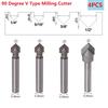 Router Bits Garden Home 1/4 Inch Shank 4pcs 90 Degree CNC