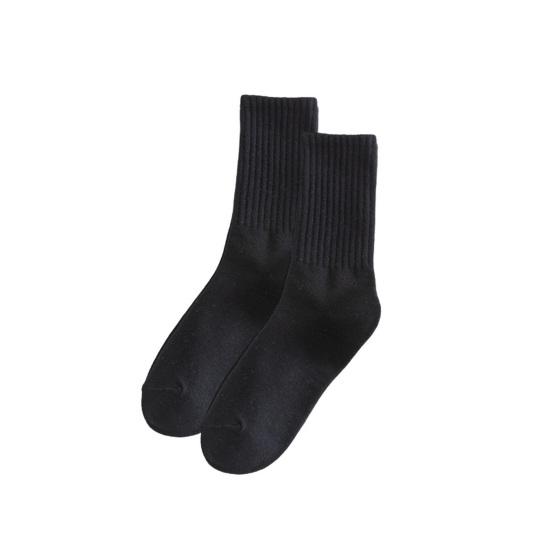 1 Pair Women Cotton Calf Socks Mid-tube No Odor Solid Color Thread High Elasticity Anti-slip