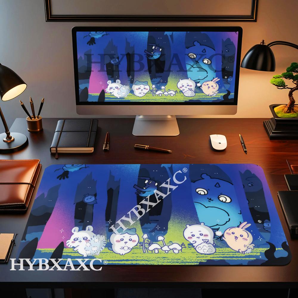HYBXAXC Anime Deskmat Cchiikawas Keyboard Comic Cute Large Pads Cabinet Rubber Base Pad AntiSlip Mousepad Kawaii Office Mats