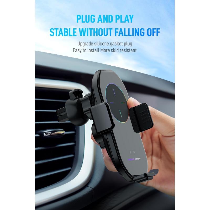 2024 Magic Clip A7S Car Mobile Phone Wireless Charging Bracket Car Air Outlet Magnetic Suction Charger Navigation Rack Car Supplies