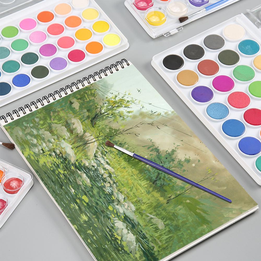 12/16/18/28/36 Colors Portable Solid Watercolor Paint Set Water Color Brush Pen for Child Painting Art Supplies