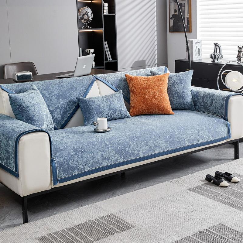 Chenier Sofa Cushion, New Light Luxury Seat Cushion, All-Season Non-Slip Leather Sofa Cover, Backrest Cover Cloth Towel