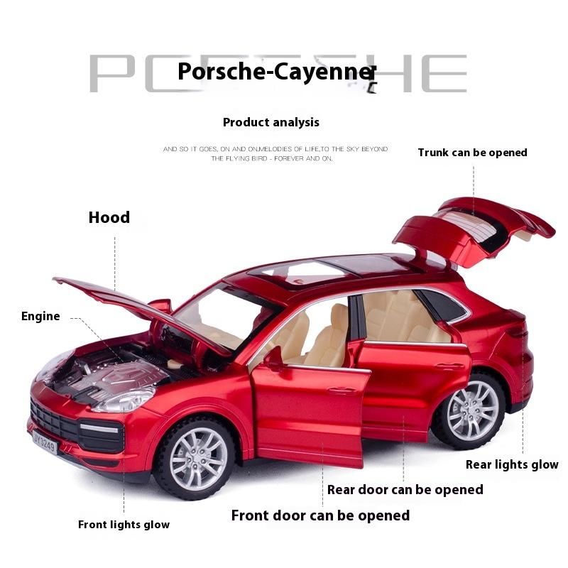 Масштаб 1/32 Сплавная машина Porsche Cayenne Turbo Литая модель Звук Свет Миниатюрная модель автомобиля Декоративные модные украшения для подарка другу