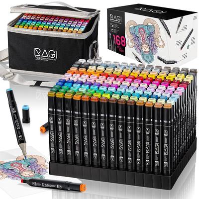 Алкогольные маркеры 168 Двусторонние фломастеры, двойной наконечник, профессиональный набор для художественного рисования