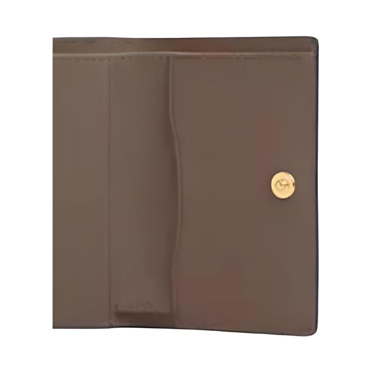 Coach Micro 11 Logo Snap Closure Refined Calfskin Wallet Women wallet Dark-Stone CP260-IMV2R