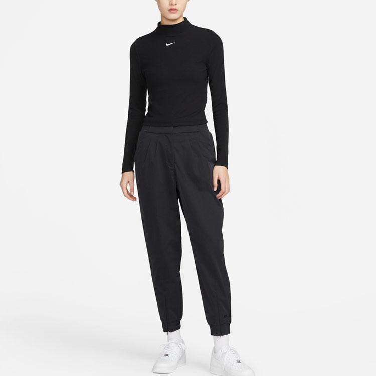 Nike Футболка с логотипом и высоким воротом, облегающая, с длинным рукавом, женская, черная DV7881-010