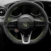Hand Stitched renovation Non-slip wear-resistant black leather For Alfa Romeo Stelvio Giulia 2020-2022 car Steering wheel cover zl2