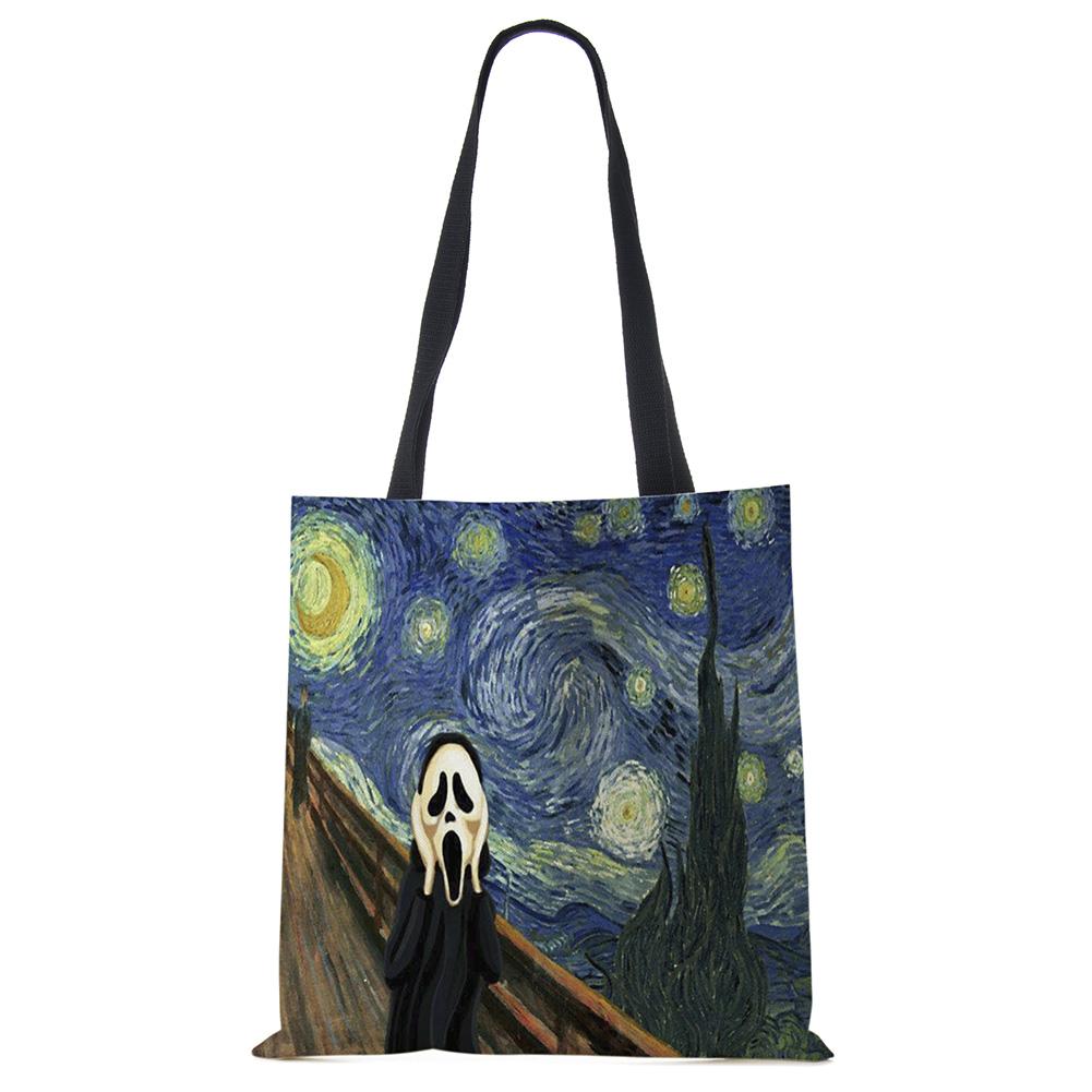 Звездное небо Животное Собака Принт Сумка-тоут Сумка через плечо Женская Большая Повседневная Сумка для покупок Дамская Ручная сумка для покупок На открытом воздухе CLE
